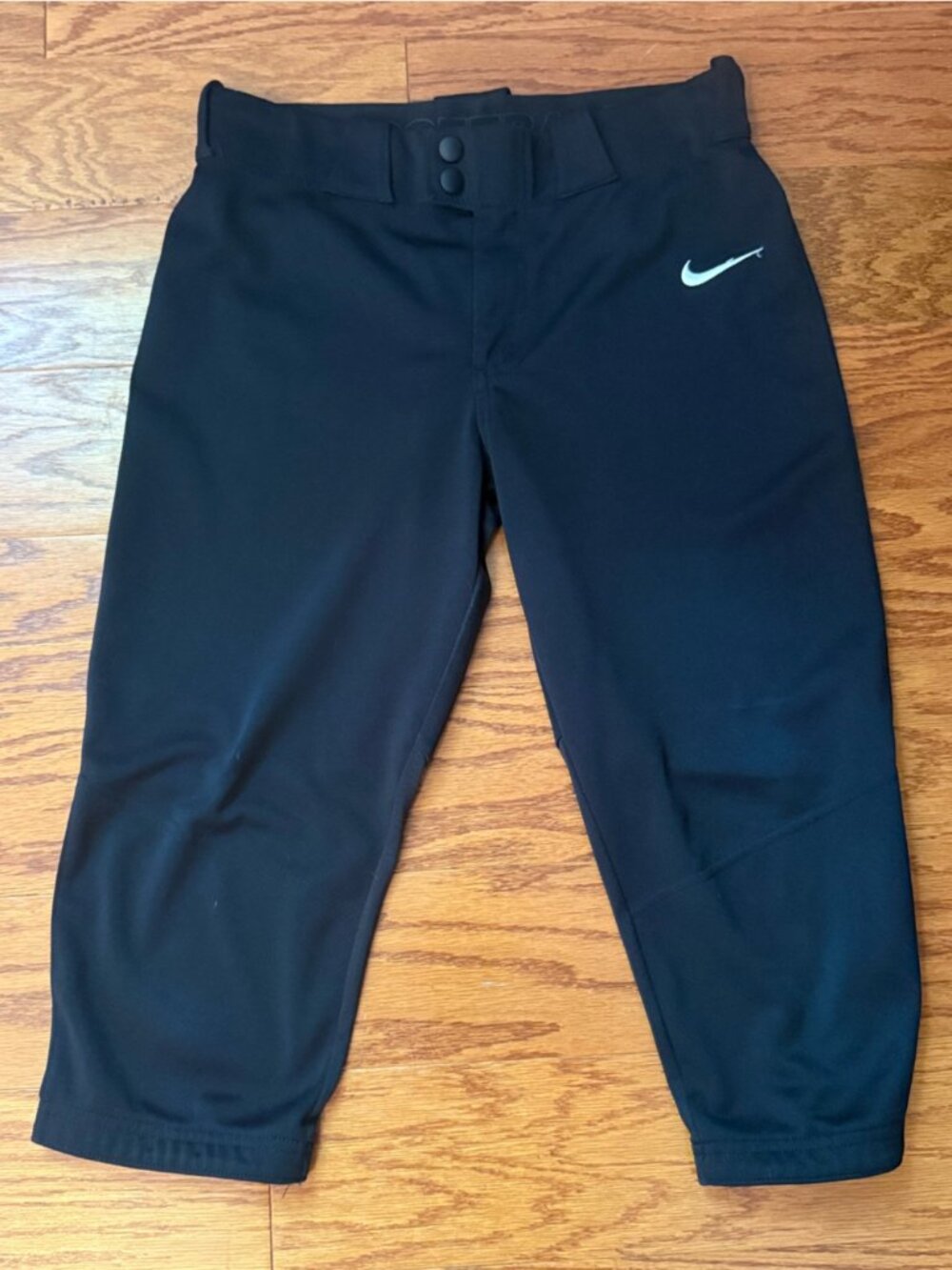 Nike Youth Softball Pants Size L Black Snap Ankle EUC
